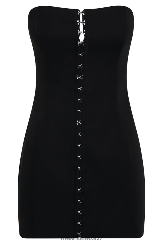 Meshki vestido corto ornella con corchetes y ojales negro ropa H48F8H742