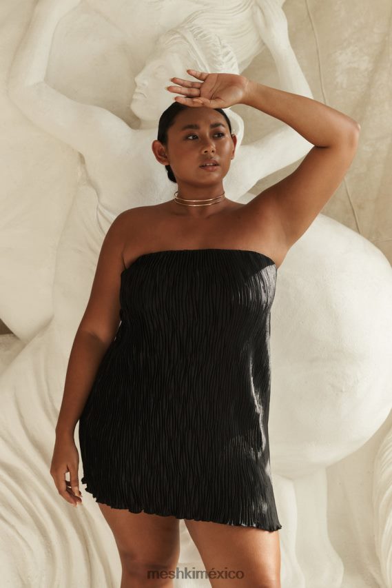 Meshki vestido corto plisado athena negro ropa H48F8H320