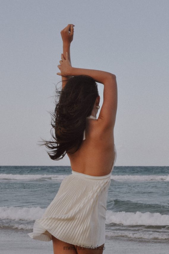 Meshki vestido corto plisado darya trigo ropa H48F8H665