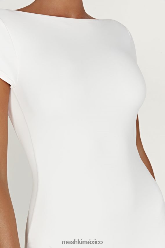 Meshki vestido corto reyna de nailon reciclado sin espalda blanco ropa H48F8H420