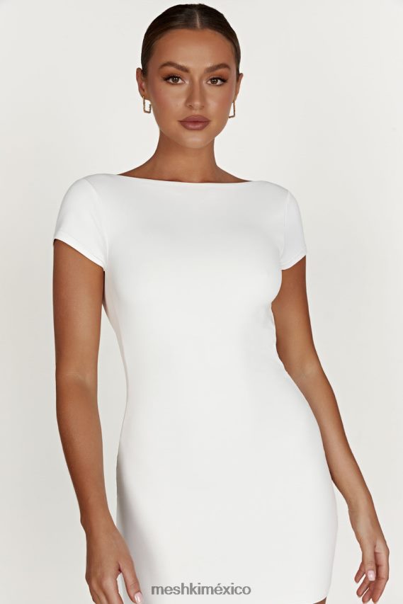 Meshki vestido corto reyna de nailon reciclado sin espalda blanco ropa H48F8H420