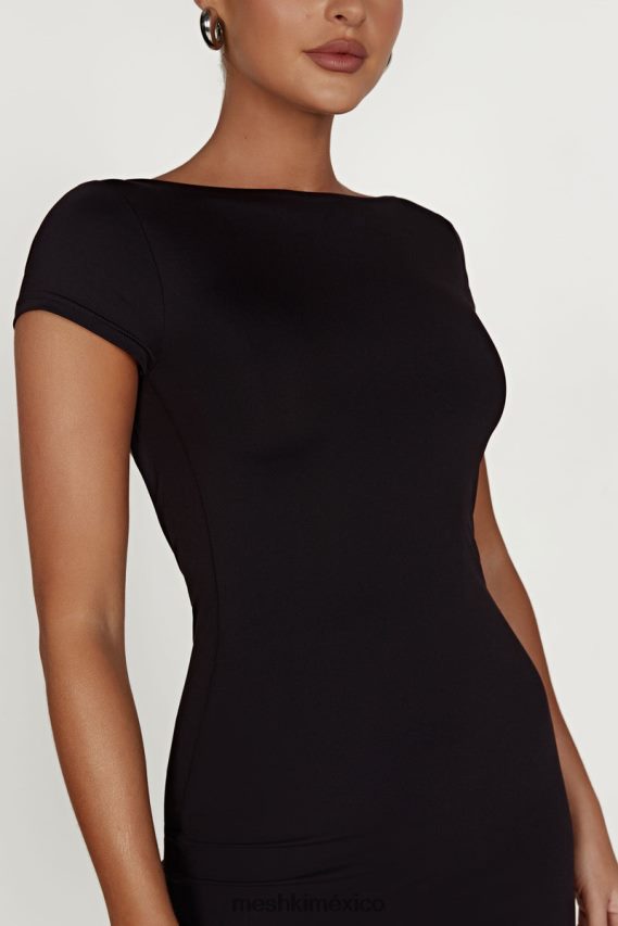 Meshki vestido corto reyna de nailon reciclado sin espalda negro ropa H48F8H495