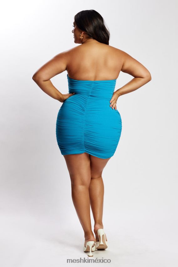 Meshki vestido corto suzanna fruncido azul marino ropa H48F8H674