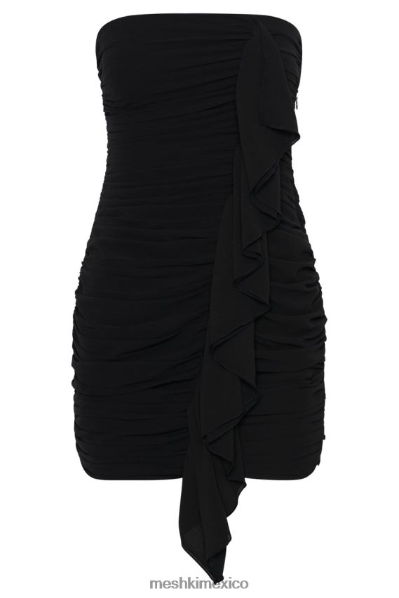 Meshki vestido corto suzanna fruncido negro ropa H48F8H670