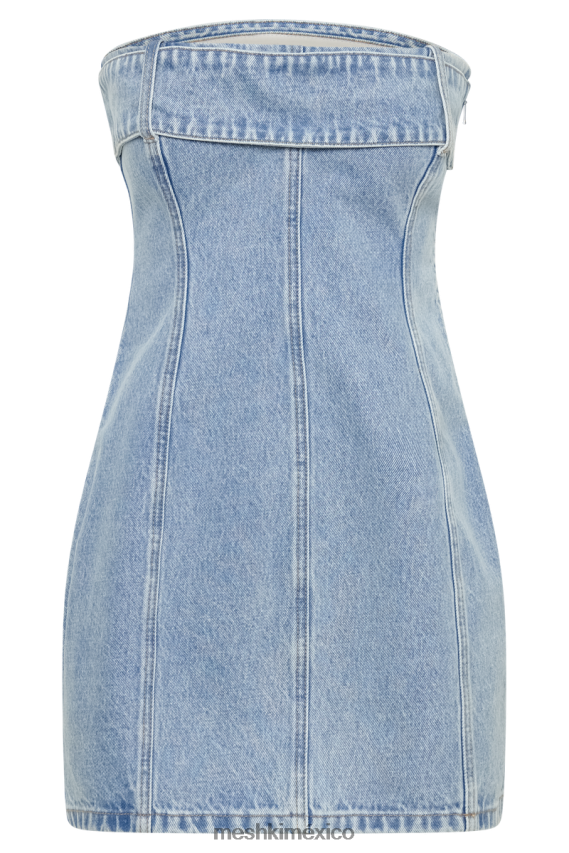 Meshki vestido corto vaquero con diseño de peluche azul medio ropa H48F8H163