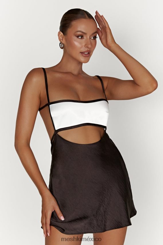 Meshki vestido corto veda de dos tonos negro ropa H48F8H263