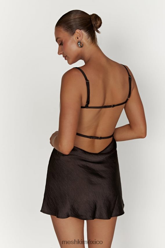 Meshki vestido corto veda de dos tonos negro ropa H48F8H263