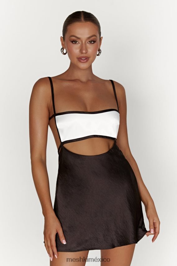 Meshki vestido corto veda de dos tonos negro ropa H48F8H263