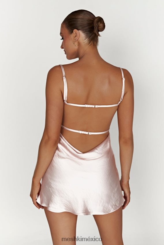 Meshki vestido corto veda de dos tonos rubor rosa ropa H48F8H614