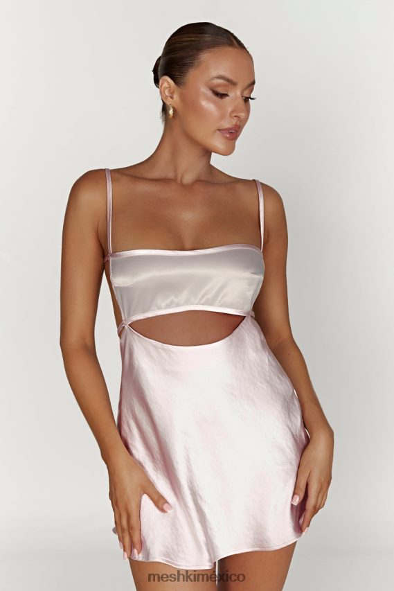 Meshki vestido corto veda de dos tonos rubor rosa ropa H48F8H614