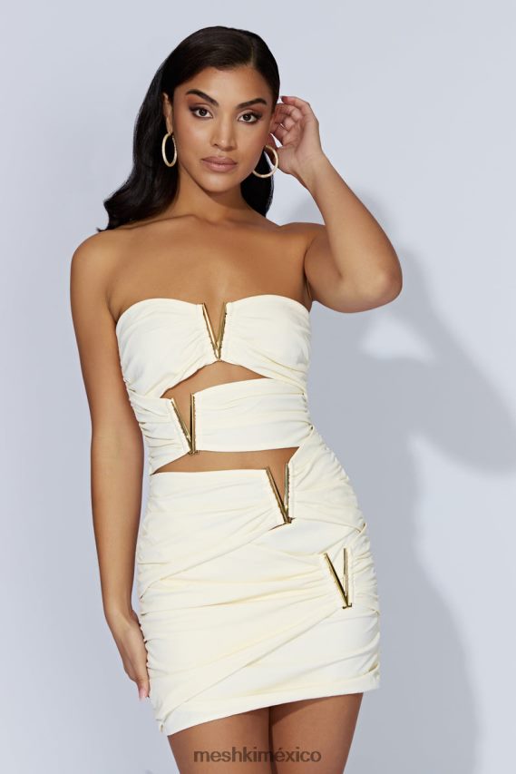 Meshki vestido corto victoria v-hardware hueso ropa H48F8H641