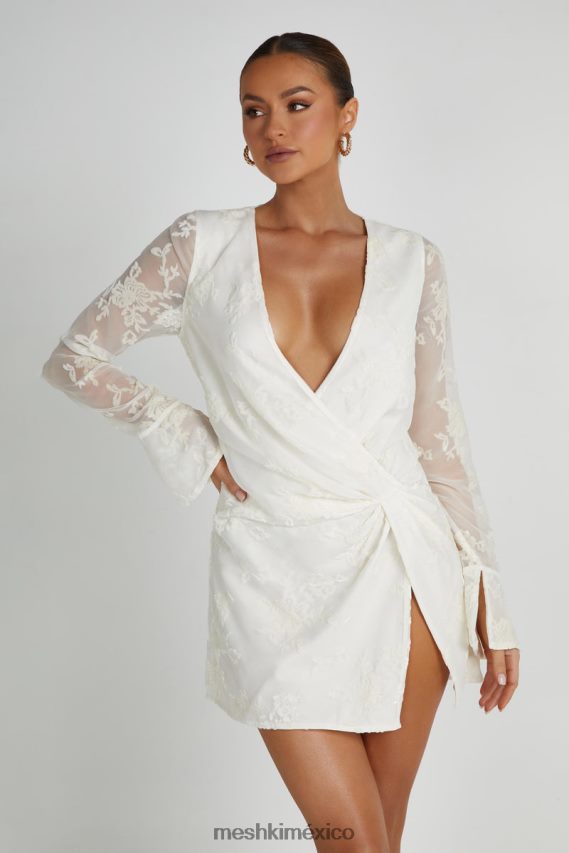 Meshki vestido emory de terciopelo desgastado blanco ropa H48F8H270