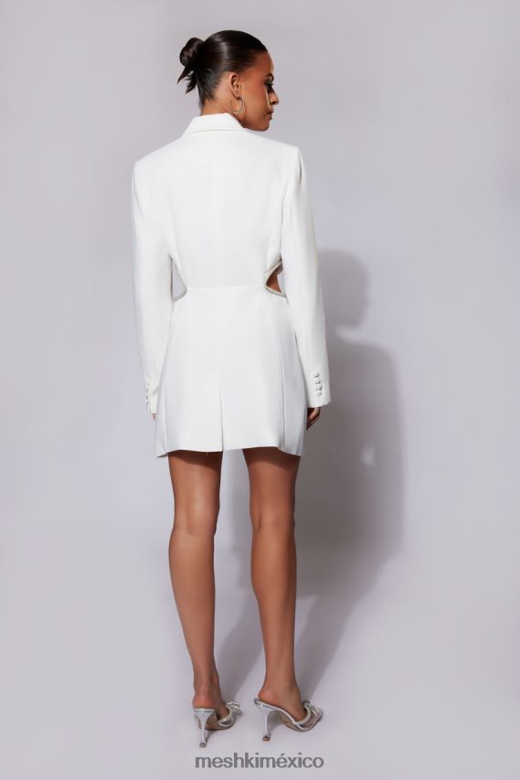 Meshki vestido estilo blazer con aberturas de diamantes de Shyann blanco ropa H48F8H536