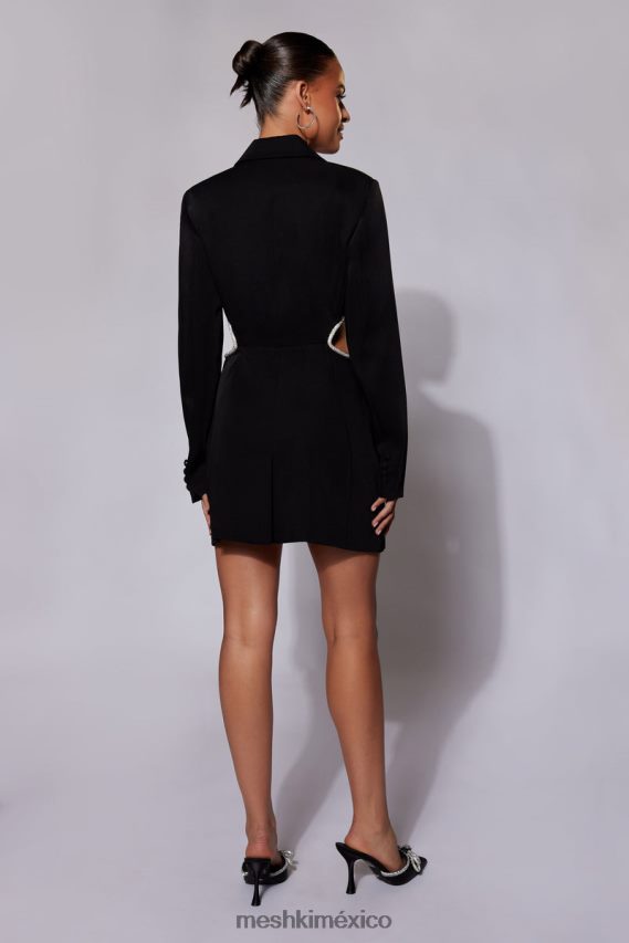 Meshki vestido estilo blazer con aberturas de diamantes de Shyann negro ropa H48F8H384