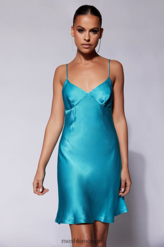 Meshki vestido lencero corto porter azul cian ropa H48F8H680