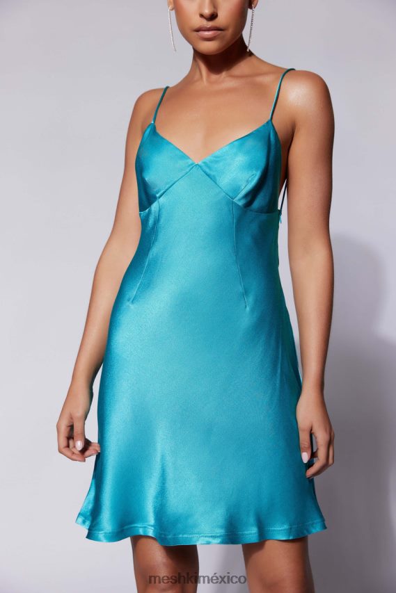 Meshki vestido lencero corto porter azul cian ropa H48F8H680