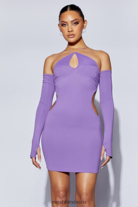 Meshki vestido maddy mini con abertura triangular púrpura ropa H48F8H716