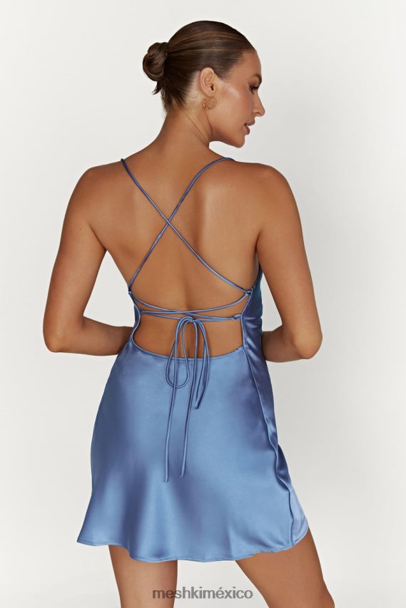 Meshki vestido mini de satén sydney azul pálido ropa H48F8H352