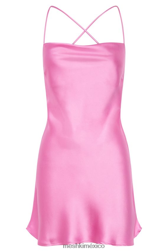 Meshki vestido mini de satén sydney rosa chicle ropa H48F8H409