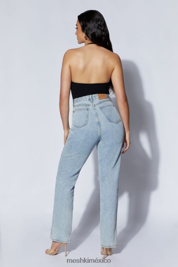 Meshki body arden de canalé con cuello halter negro ropa H48F8H979