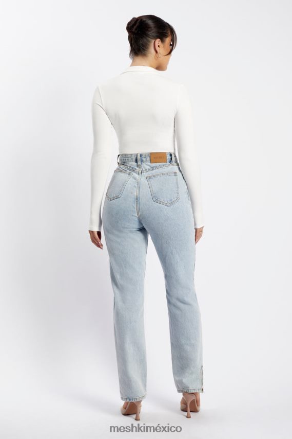 Meshki body belle de manga larga y cuello blanco ropa H48F8H950