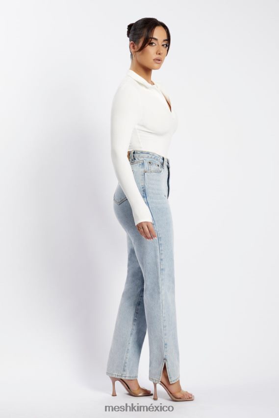 Meshki body belle de manga larga y cuello blanco ropa H48F8H950