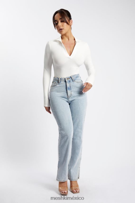 Meshki body belle de manga larga y cuello blanco ropa H48F8H950