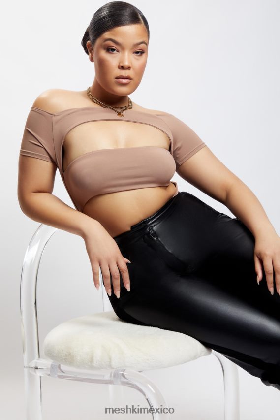 Meshki body con aberturas de breanna marrón claro ropa H48F8H1220