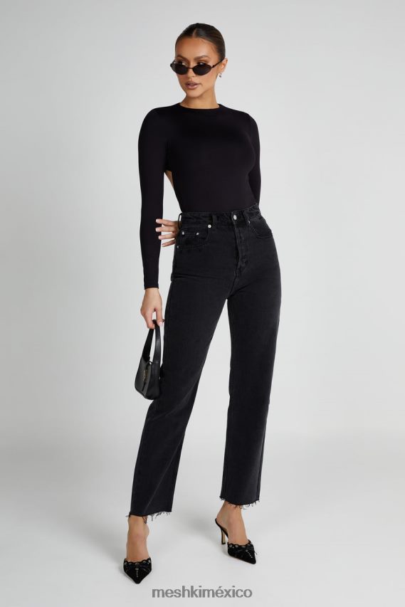 Meshki body de manga larga con aberturas y material reciclado de Wrenley negro ropa H48F8H836