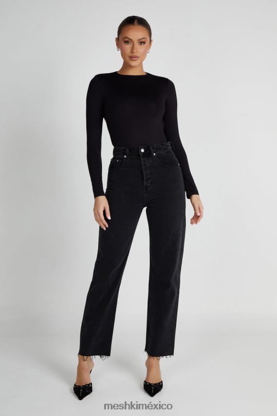 Meshki body de manga larga con aberturas y material reciclado de Wrenley negro ropa H48F8H836