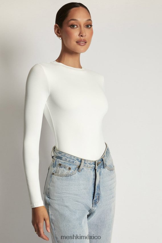 Meshki body de manga larga con cuello redondo delilah blanco ropa H48F8H968