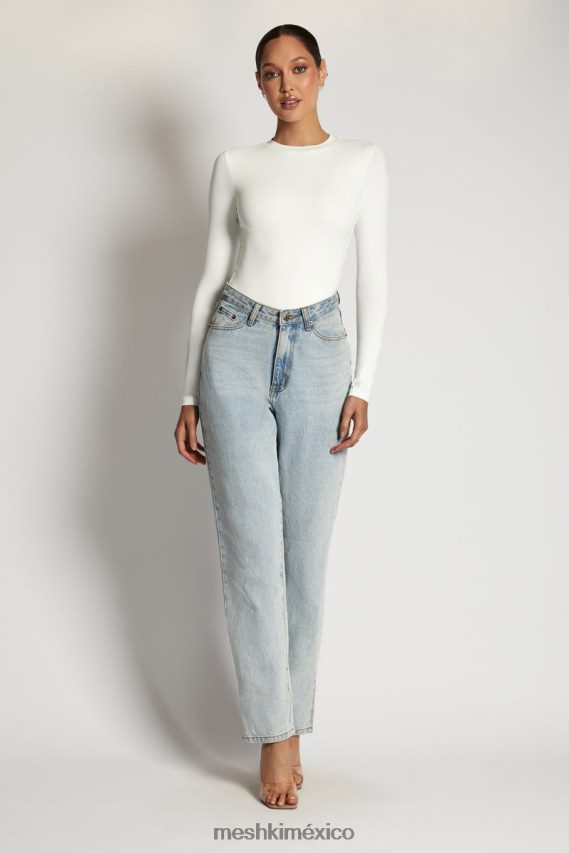 Meshki body de manga larga con cuello redondo delilah blanco ropa H48F8H968