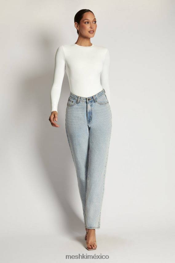 Meshki body de manga larga con cuello redondo delilah blanco ropa H48F8H968