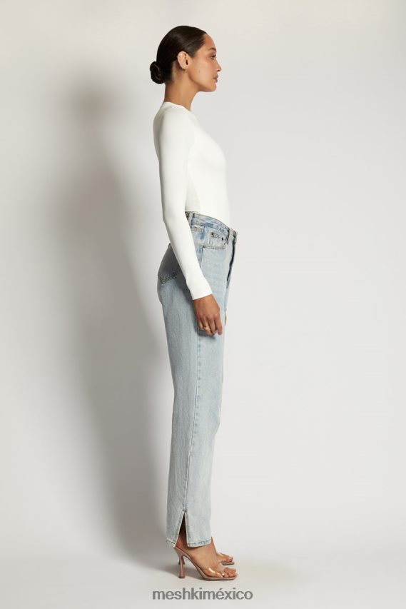 Meshki body de manga larga con cuello redondo delilah blanco ropa H48F8H968