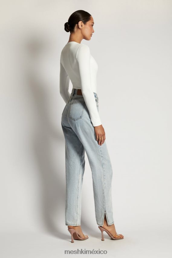 Meshki body de manga larga con cuello redondo delilah blanco ropa H48F8H968