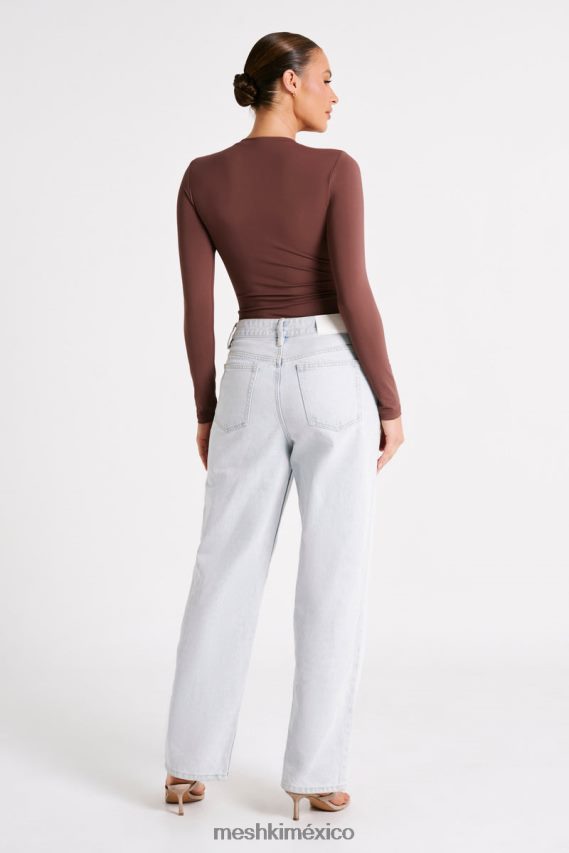 Meshki body de manga larga con cuello redondo y nailon reciclado Delilah moca ropa H48F8H774