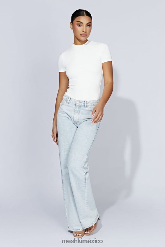 Meshki body francesca de manga corta con cuello redondo blanco ropa H48F8H964