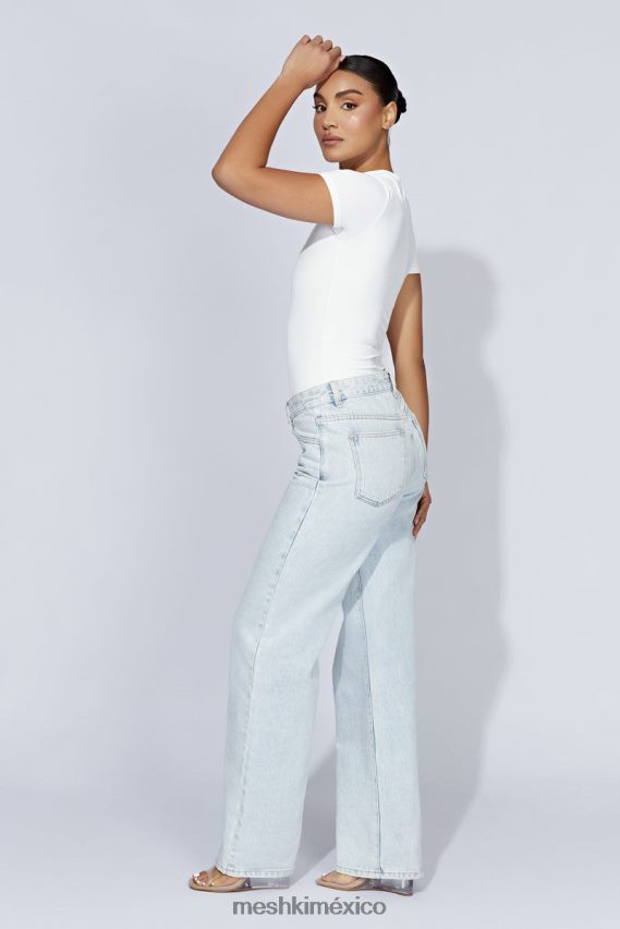 Meshki body francesca de manga corta con cuello redondo blanco ropa H48F8H964