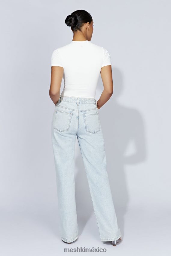 Meshki body francesca de manga corta con cuello redondo blanco ropa H48F8H964