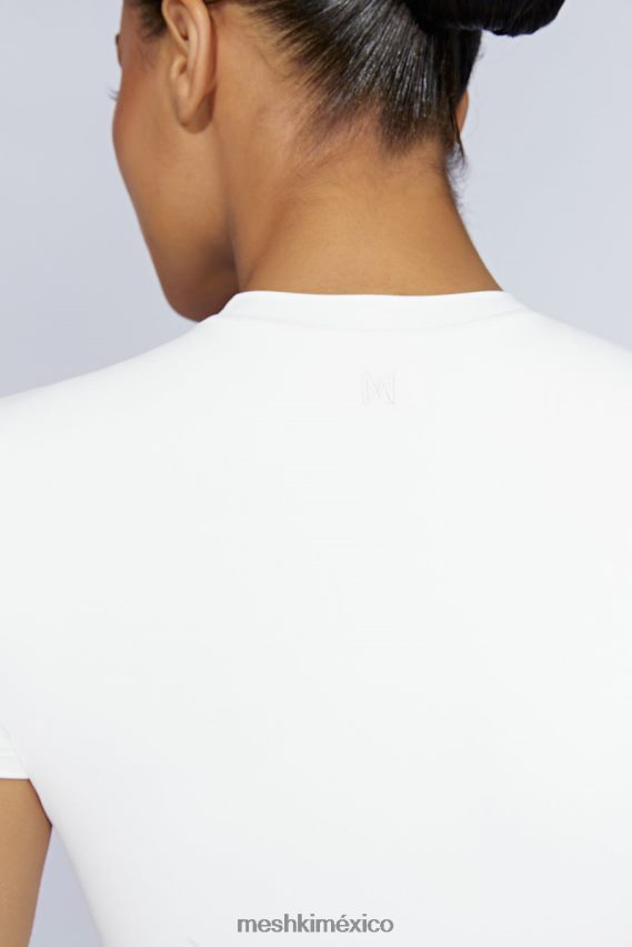 Meshki body francesca de manga corta con cuello redondo blanco ropa H48F8H964