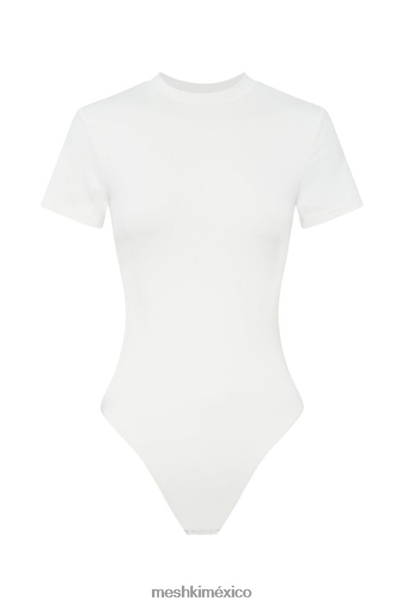 Meshki body francesca de manga corta con cuello redondo blanco ropa H48F8H964