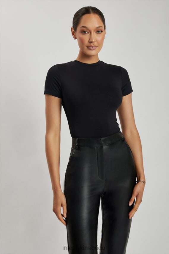 Meshki body francesca de manga corta con cuello redondo negro ropa H48F8H962