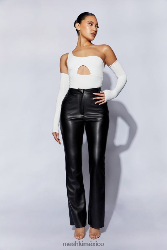 Meshki body lexi con abertura y un hombro blanco ropa H48F8H1053