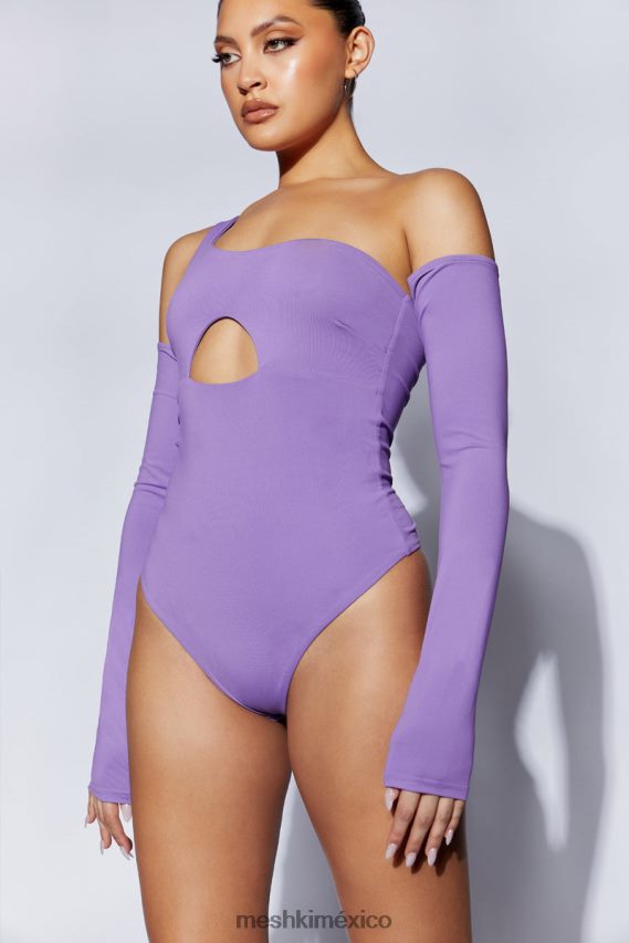 Meshki body lexi con abertura y un hombro púrpura ropa H48F8H1093