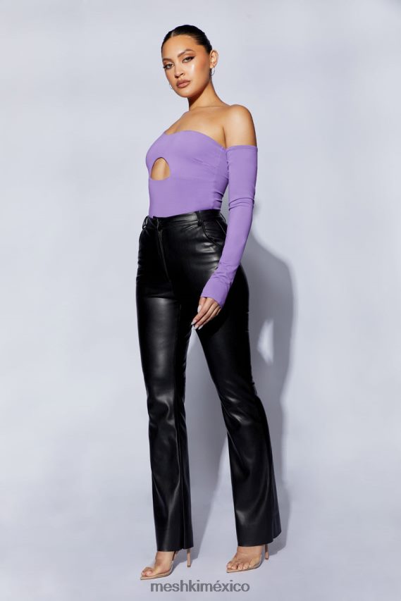 Meshki body lexi con abertura y un hombro púrpura ropa H48F8H1093