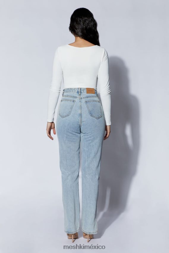 Meshki body nia de manga larga con cuello en v blanco ropa H48F8H948