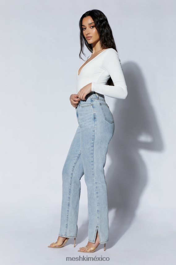 Meshki body nia de manga larga con cuello en v blanco ropa H48F8H948