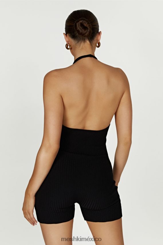 Meshki mono corto de punto con cuello halter aitana negro ropa H48F8H1391