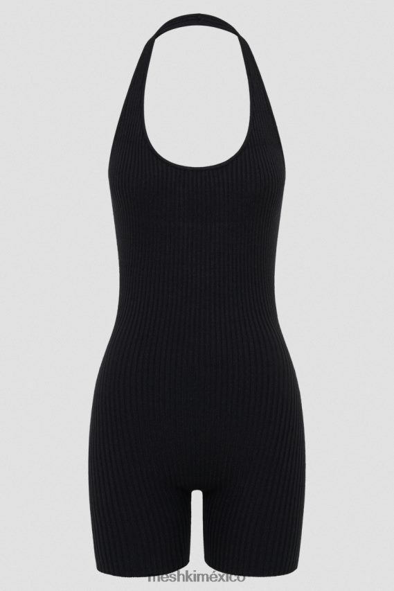 Meshki mono corto de punto con cuello halter aitana negro ropa H48F8H1391