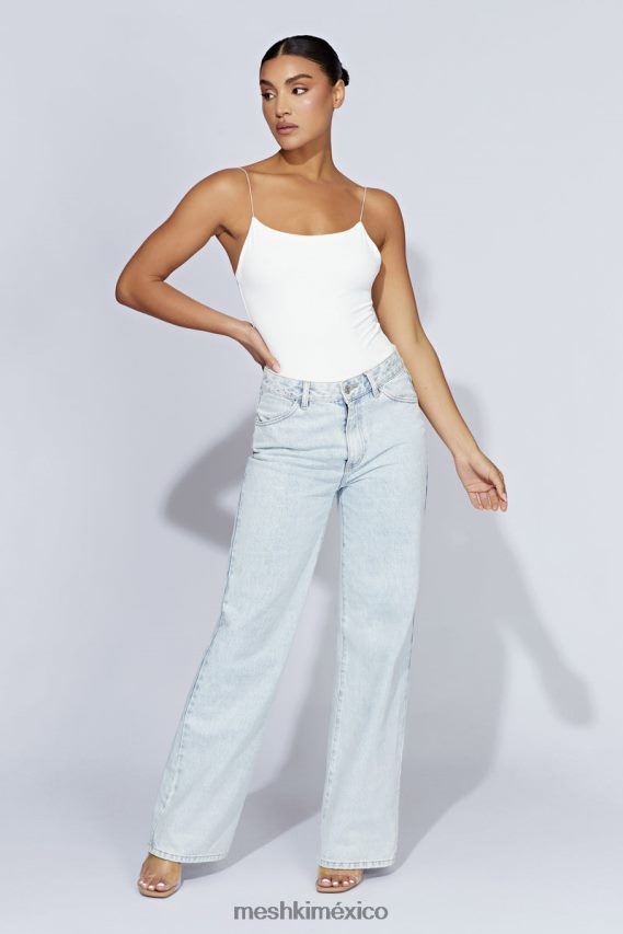 Meshki valeria body con tirantes finos y espalda escotada blanco ropa H48F8H1086